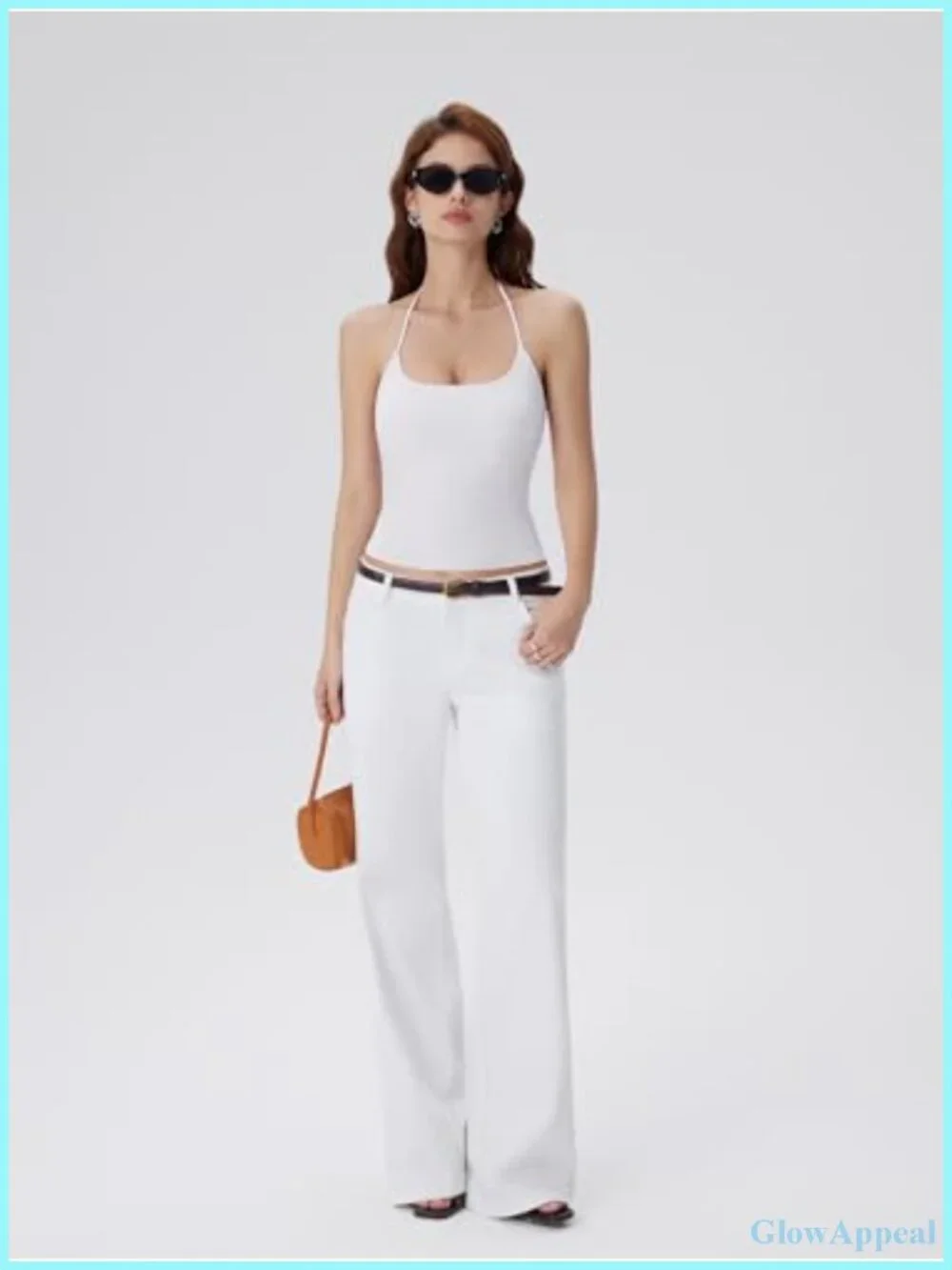 Halter Tank Top with Built in Bra Double Lined Backless Y2K Top Self-Tie Straps